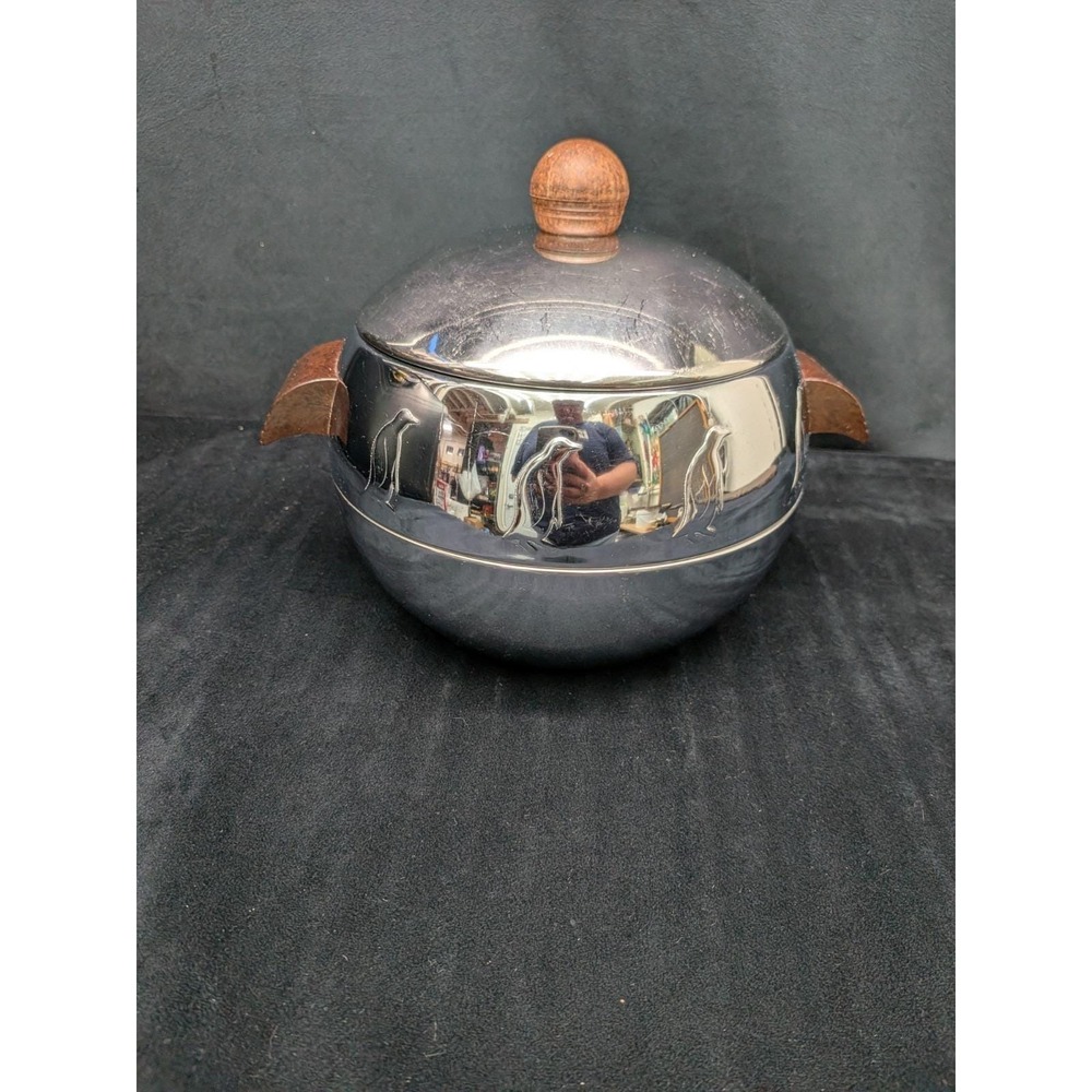 Vintage West Bend Penguin Hot & Cold Server Ice Bucket w/ Bakelite Handles MCM